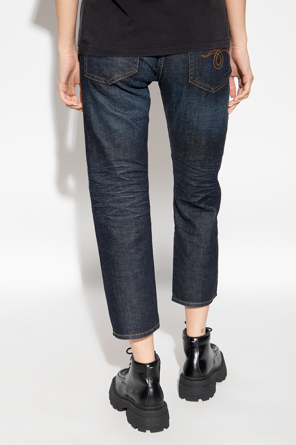 R13 Cropped jeans | Mid-Rise Stretch Denim Shorts in Medium